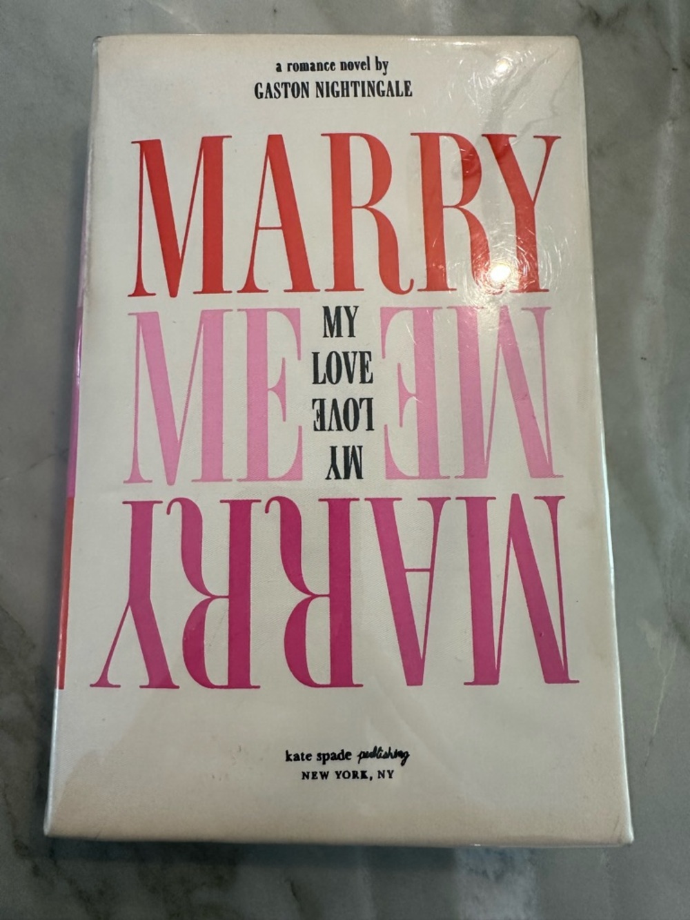 kate spade striped pink and red hardcover with quote